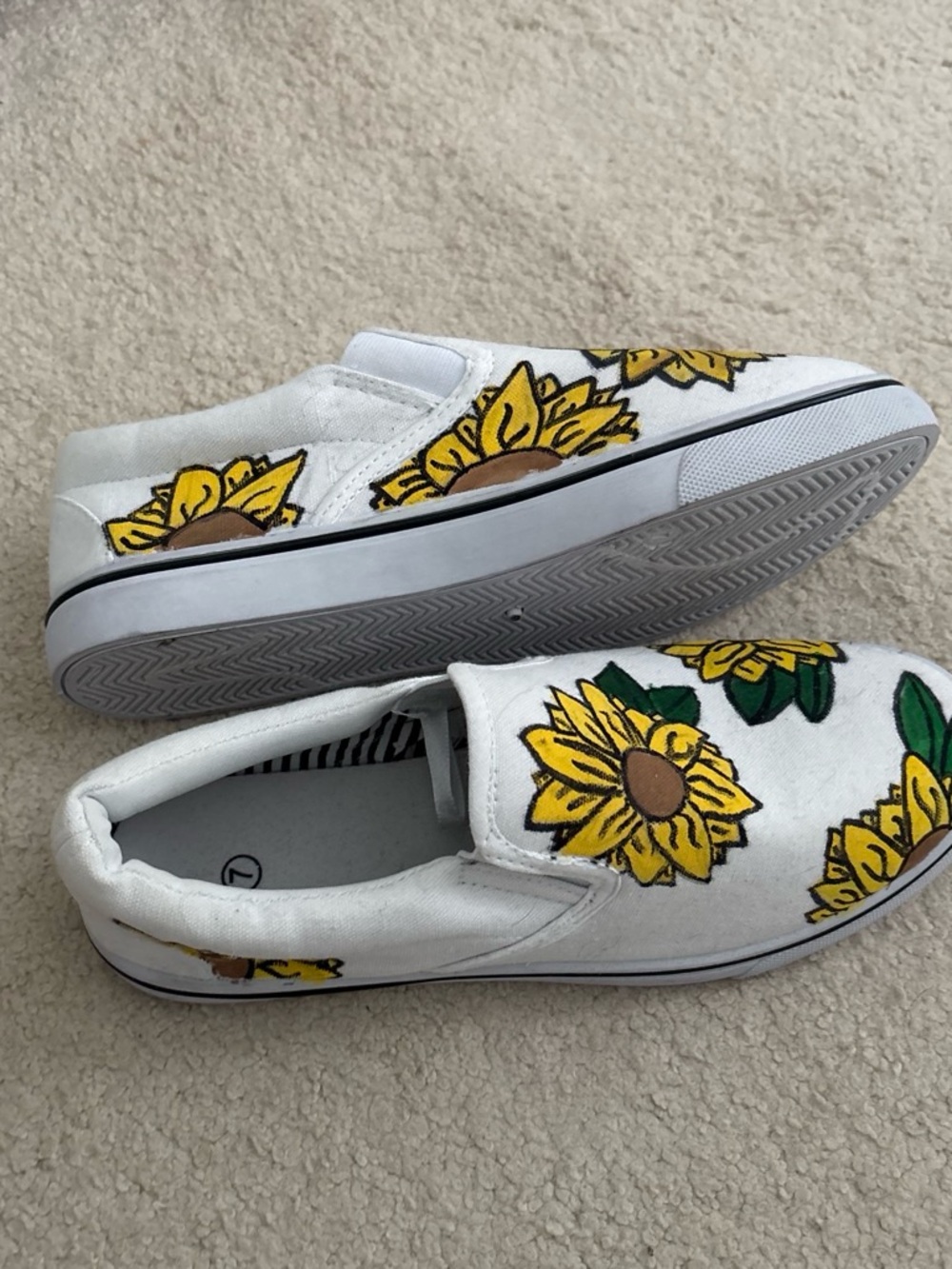 Kids Sunflower Slip-On Sneakers - White and Yellow